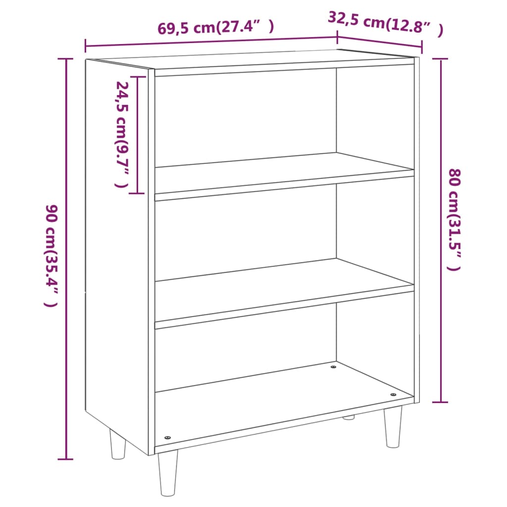 Skjenk betonggrå 69,5x32,5x90 cm konstruert tre
