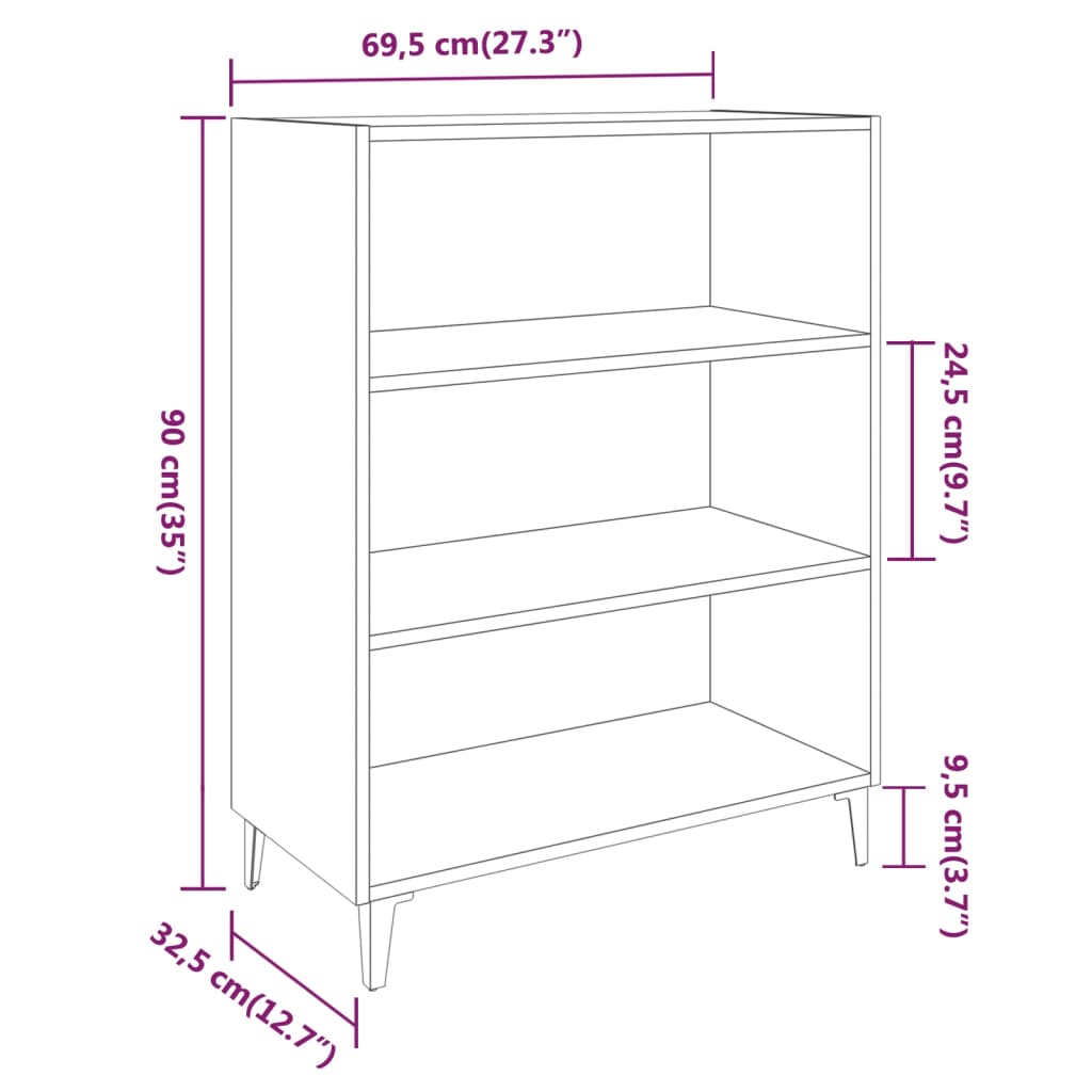 Skjenk sonoma eik 69,5x32,5x90 cm konstruert tre