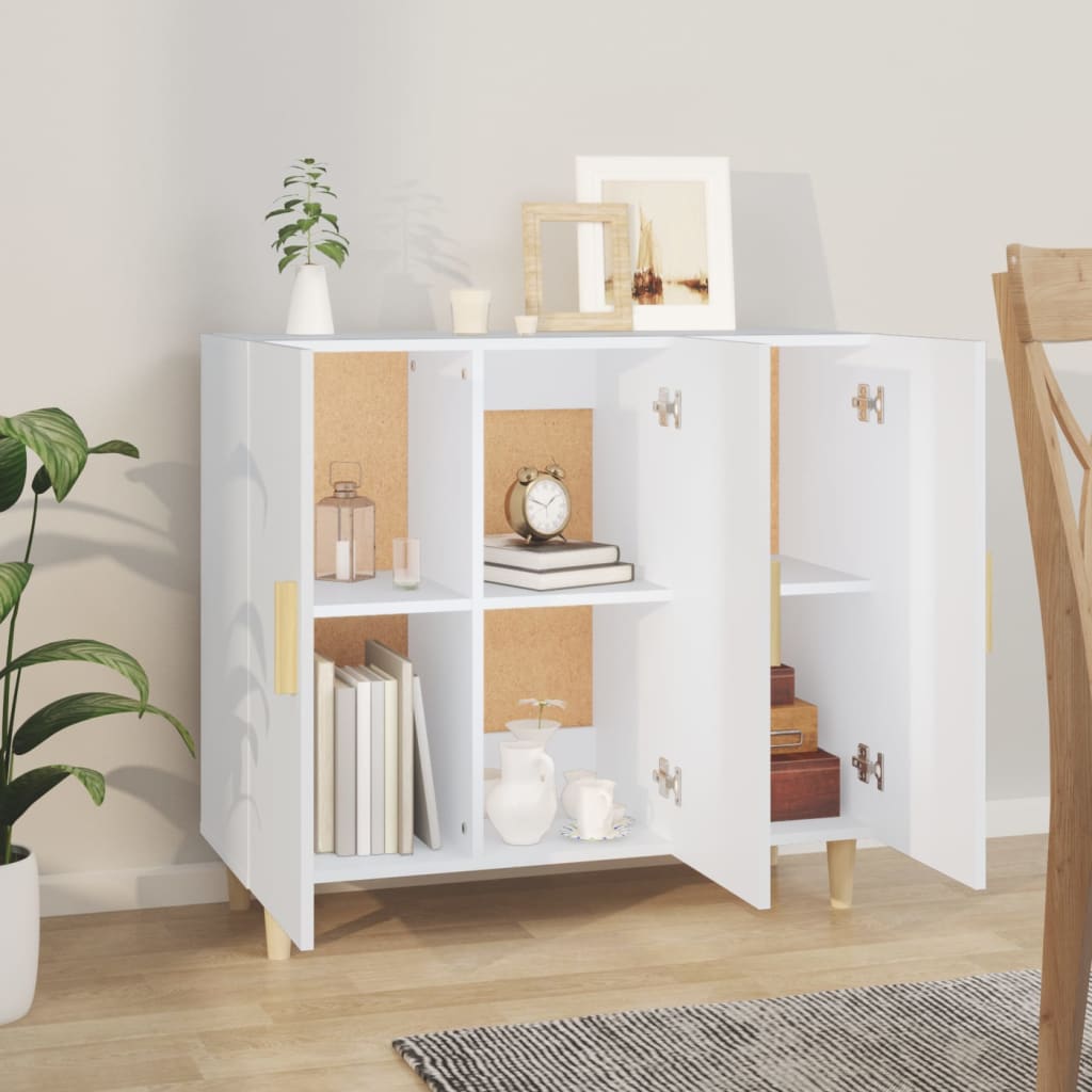 Skjenk hvit 90x34x80 cm konstruert tre