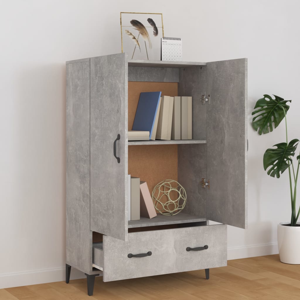 Highboard betonggrå 70x31x115 cm konstruert tre