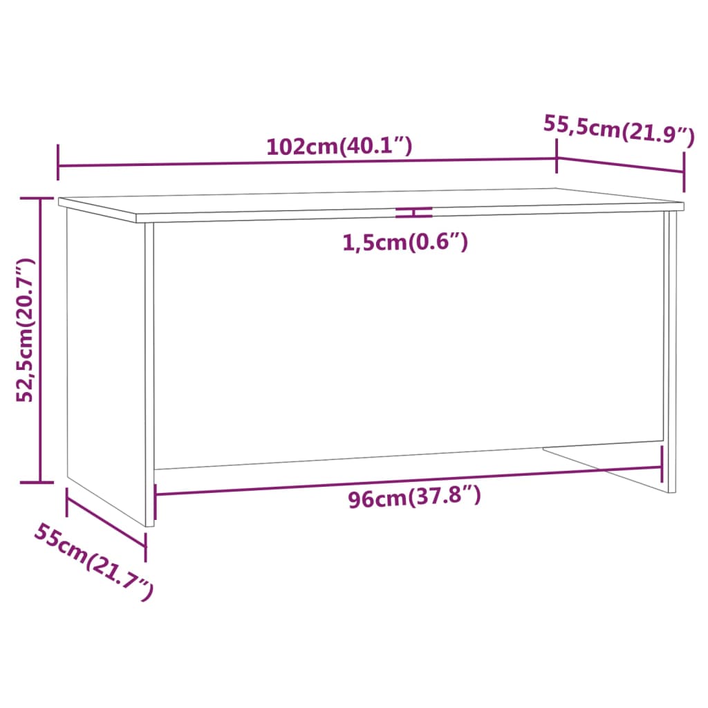 Salongbord røkt eik 102x55,5x52,5 cm konstruert tre