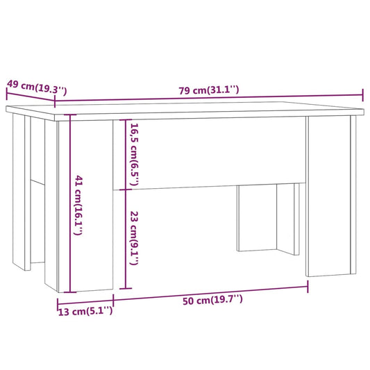 Salongbord brun eik 79x49x41 cm konstruert tre