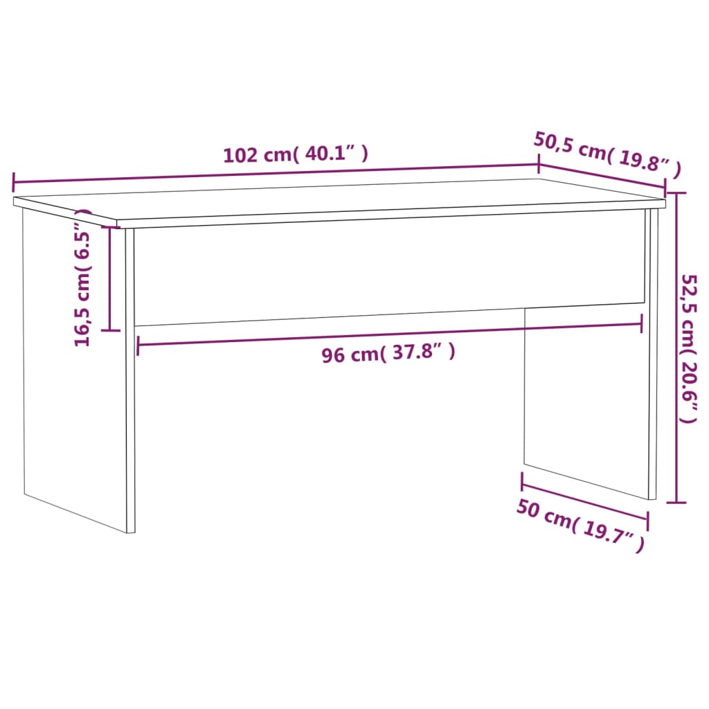 Salongbord grå sonoma 102x50,5x52,5 cm konstruert tre