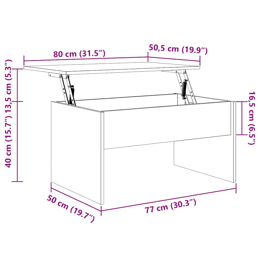 Salongbord brun eik 80x50,5x41,5 cm konstruert tre