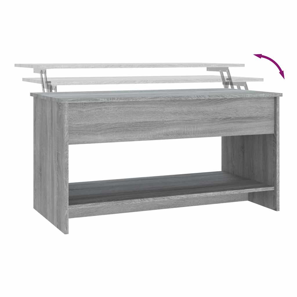 Salongbord grå sonoma 102x50x52,5 cm konstruert tre