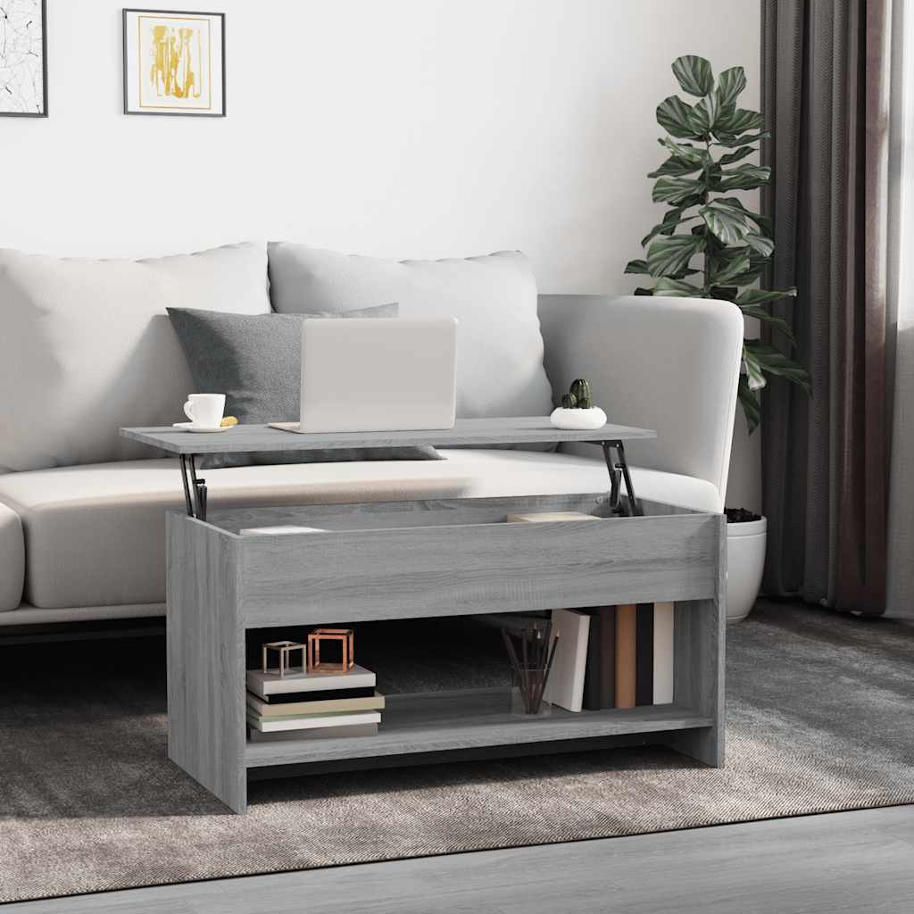 Salongbord grå sonoma 102x50x52,5 cm konstruert tre