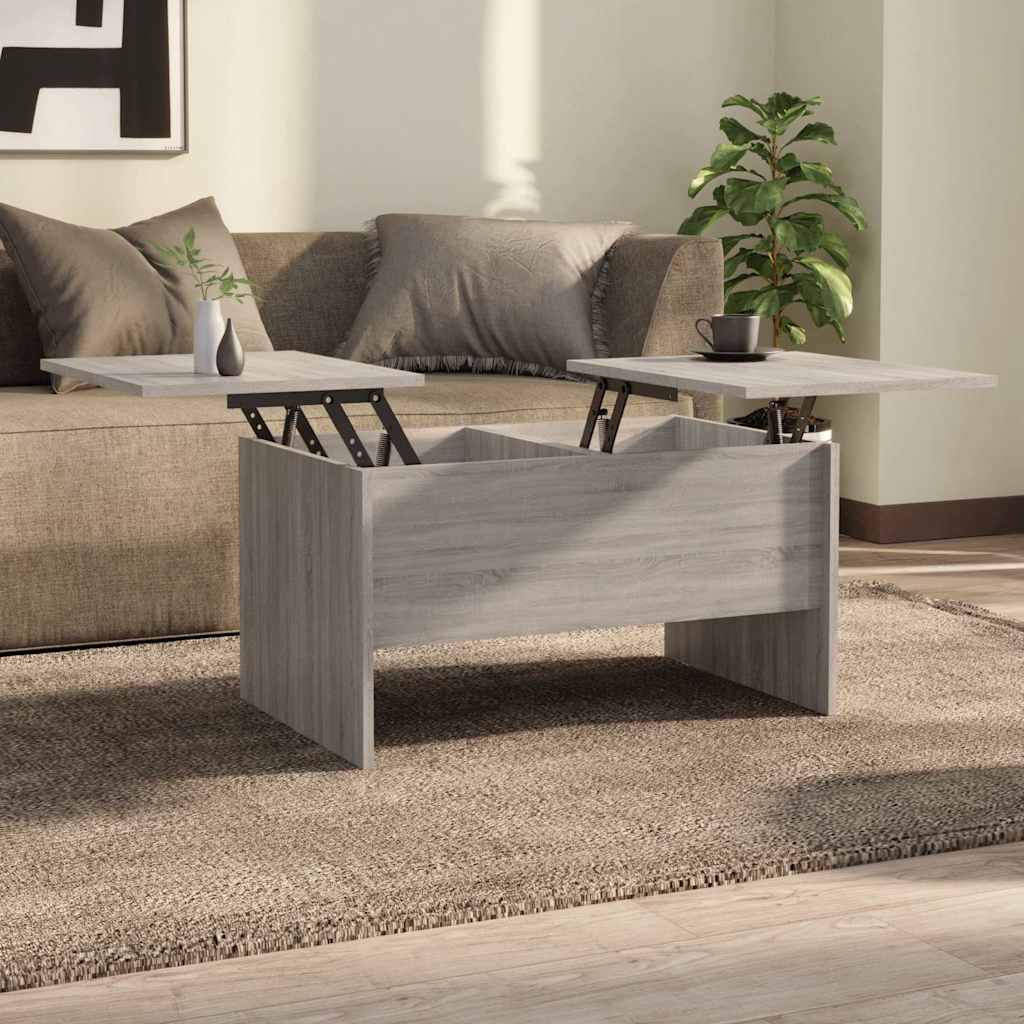 Salongbord grå sonoma 80x50x42,5 cm konstruert tre