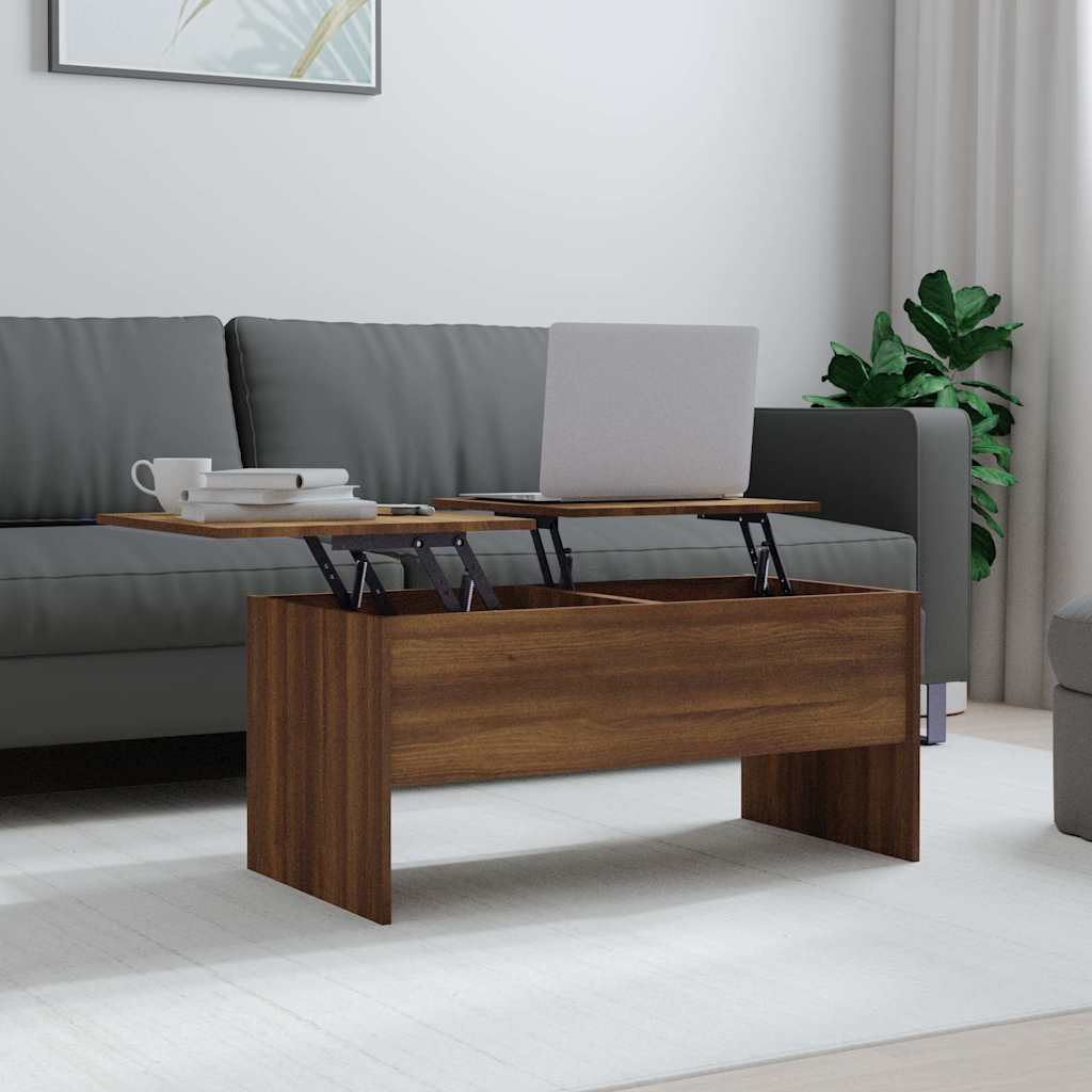 Salongbord brun eik 102x50,5x46,5 cm konstruert tre