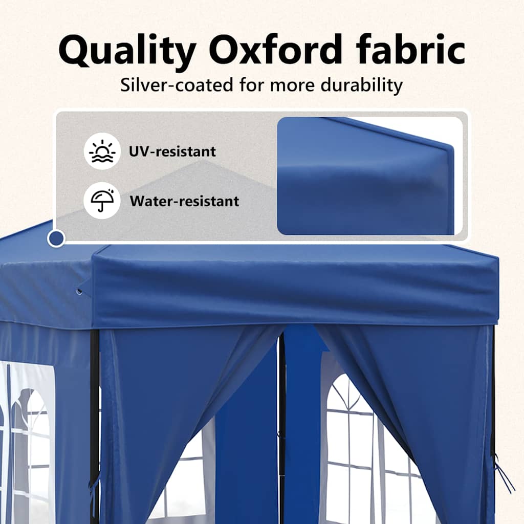 Sammenleggbart festtelt med sidevegger blå 2x2 m vidaXL