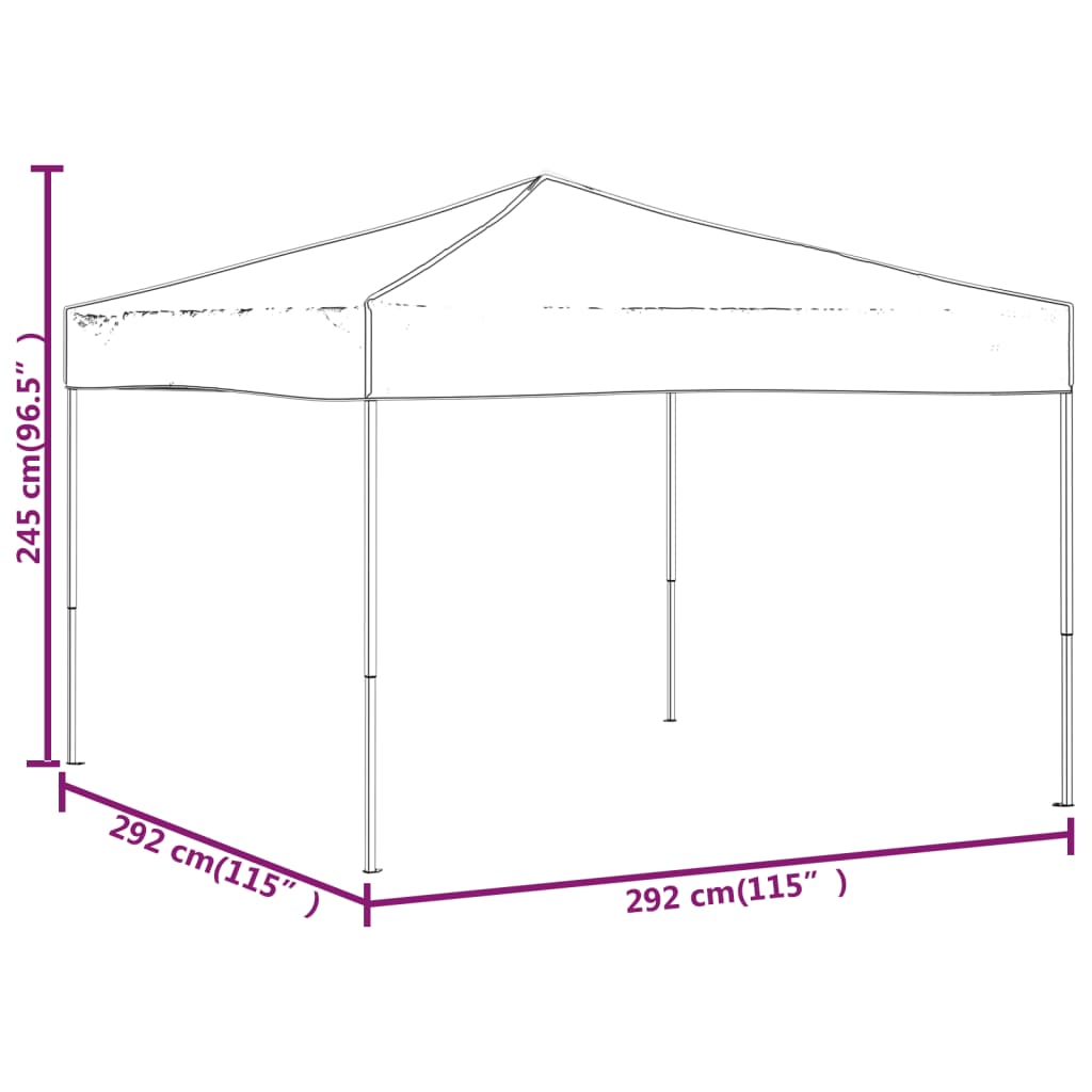 Sammenleggbart festtelt svart 3x3 m vidaXL