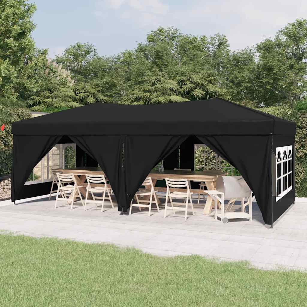 Sammenleggbart partytelt med sidevegger svart 3x6 m vidaXL