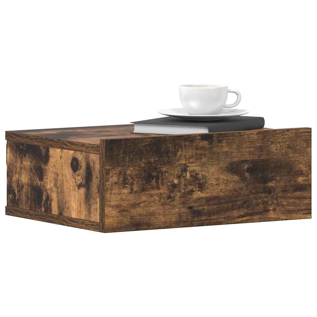 Flytende nattbord 2 stk røkt eik 40x30x15 cm konstruert tre vidaXL