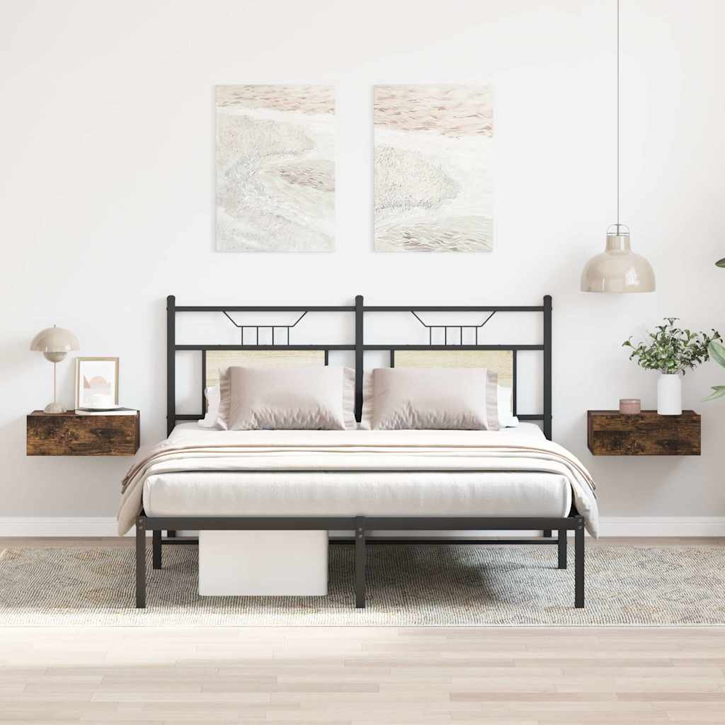 Flytende nattbord 2 stk røkt eik 40x30x15 cm konstruert tre vidaXL