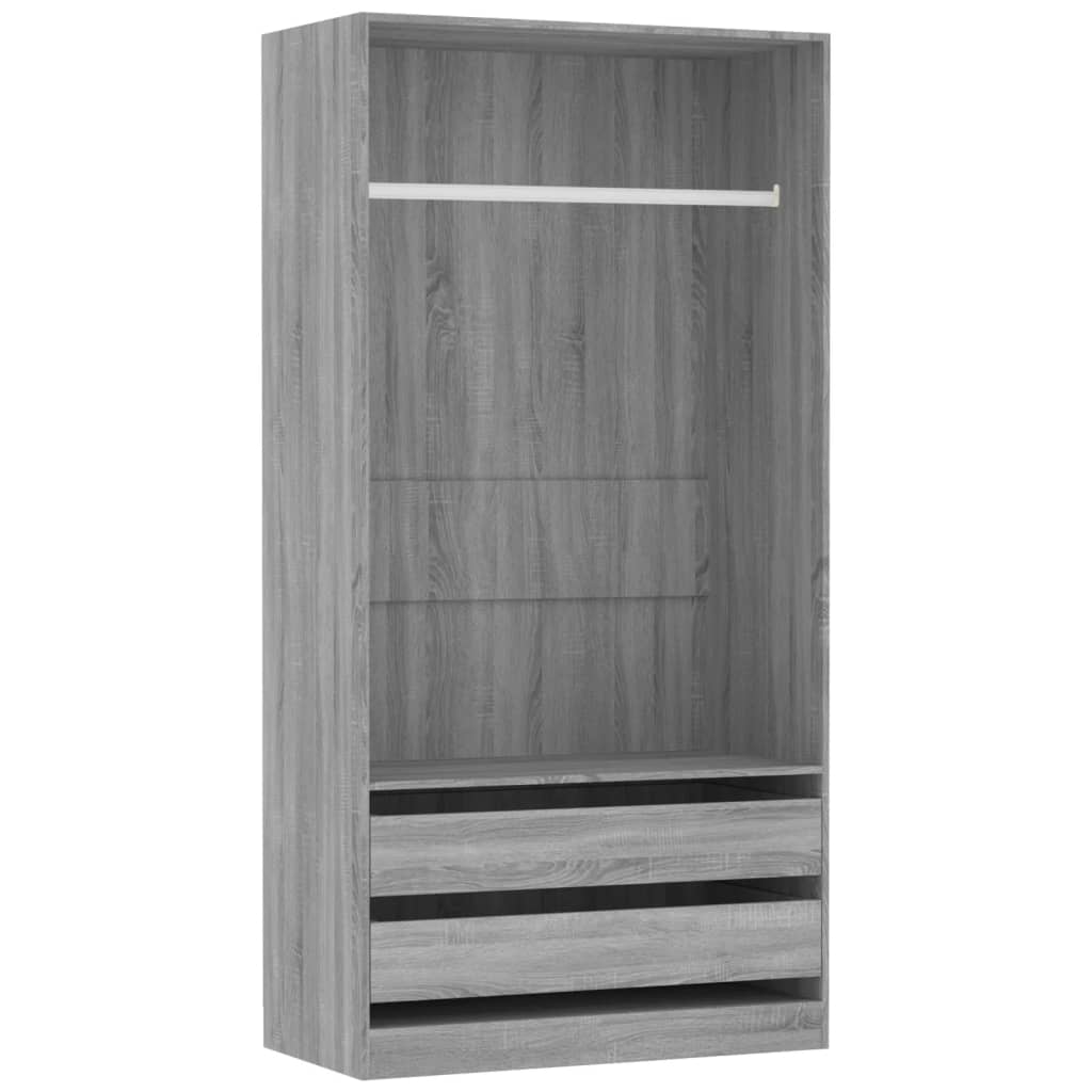 Garderobe grå sonoma 100x50x200 cm konstruert tre