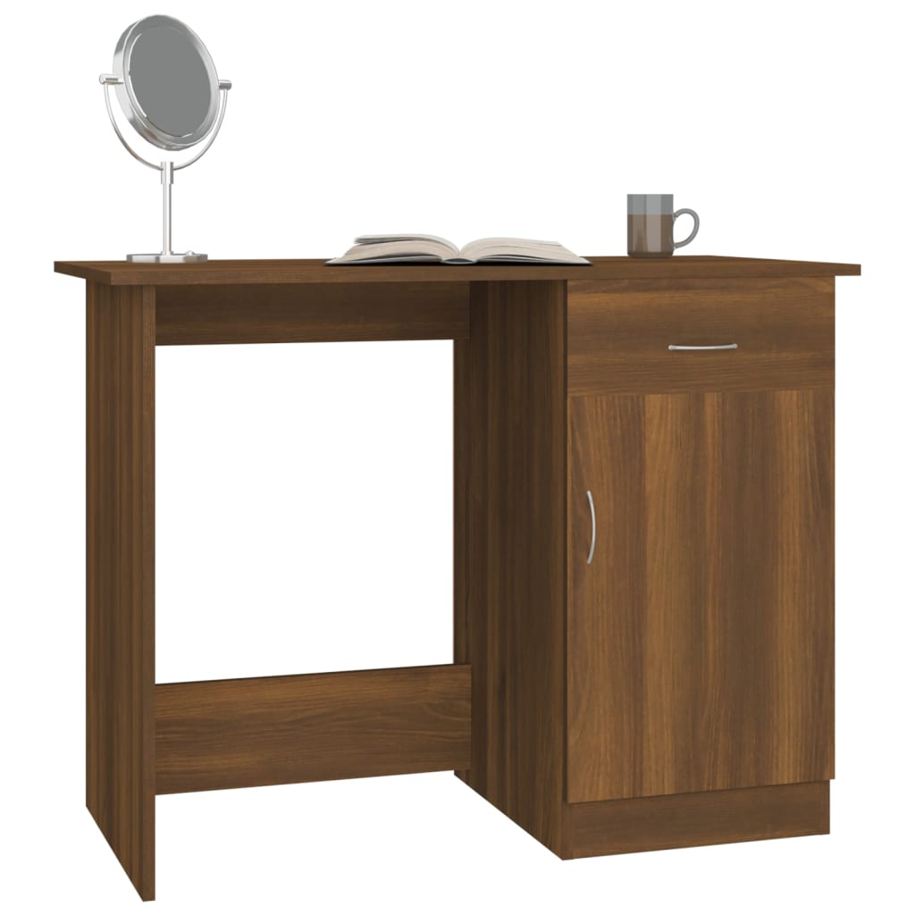 Skrivebord brun eik 100x50x76 cm konstruert tre