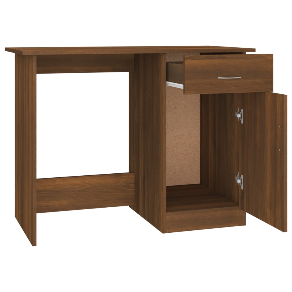 Skrivebord brun eik 100x50x76 cm konstruert tre