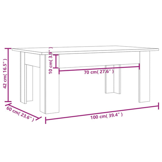 Salongbord røkt eik 100x60x42 cm konstruert tre