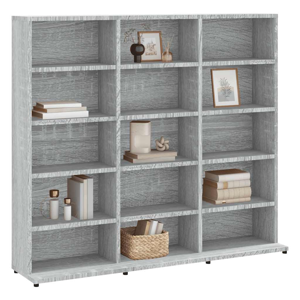 CD-skap grå sonoma 100x23x89,5 cm konstruert tre