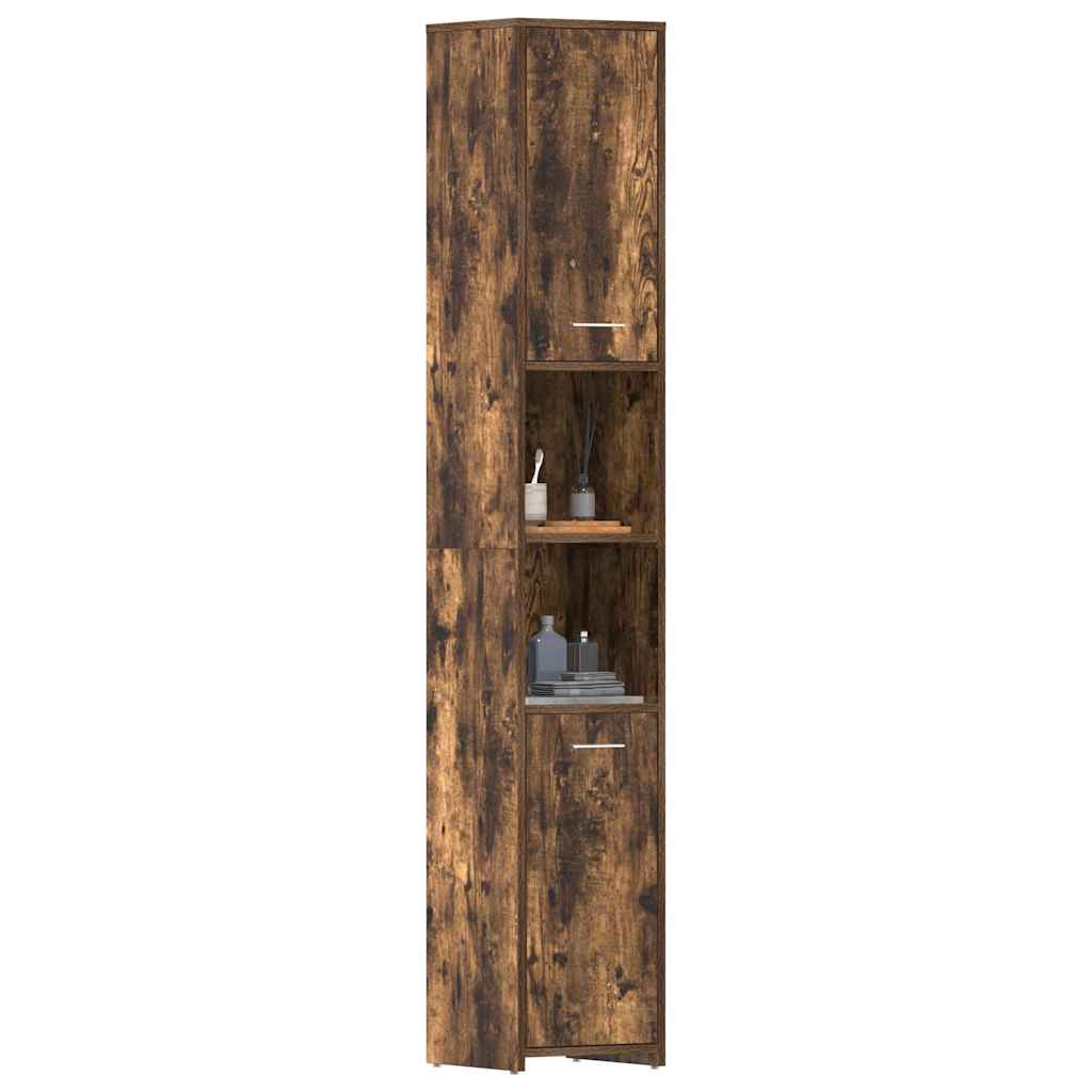 Baderomsskap røkt eik 30x30x183,5 cm konstruert tre