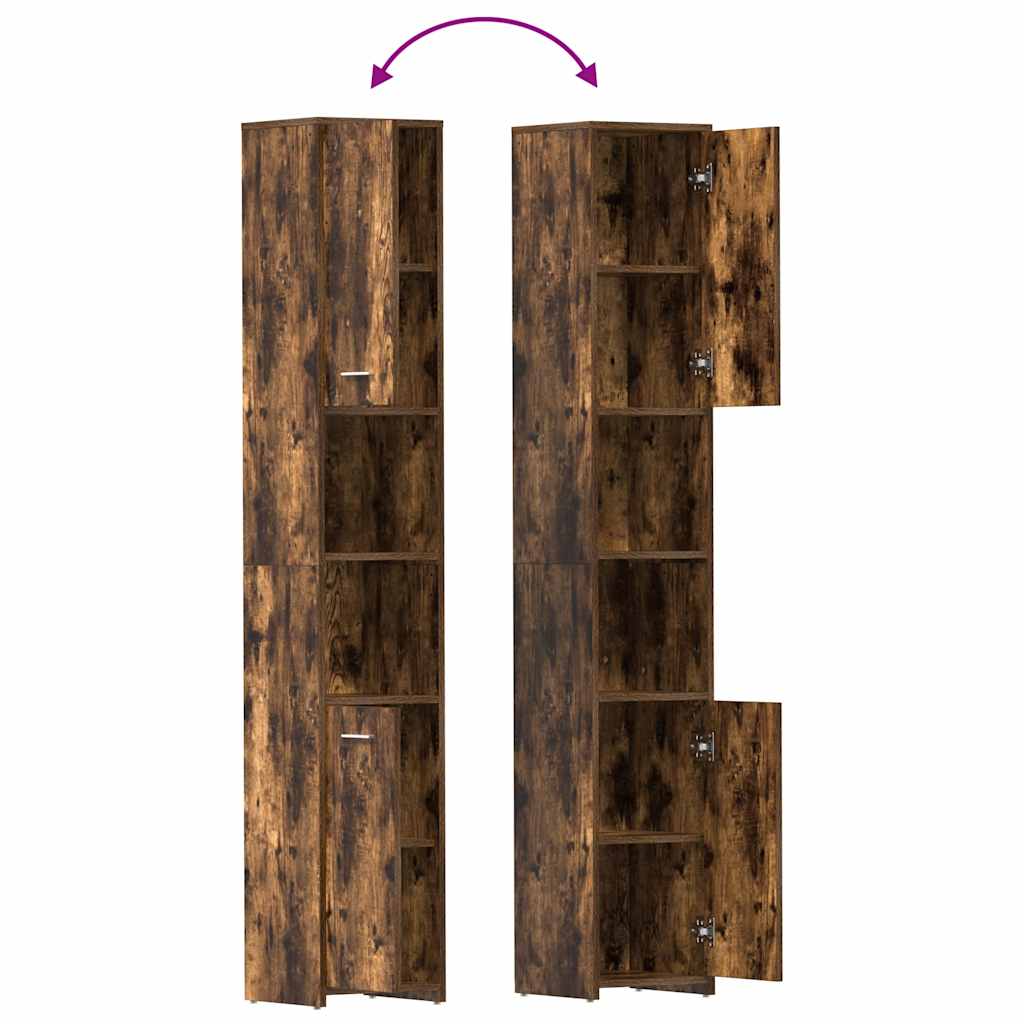 Baderomsskap røkt eik 30x30x183,5 cm konstruert tre