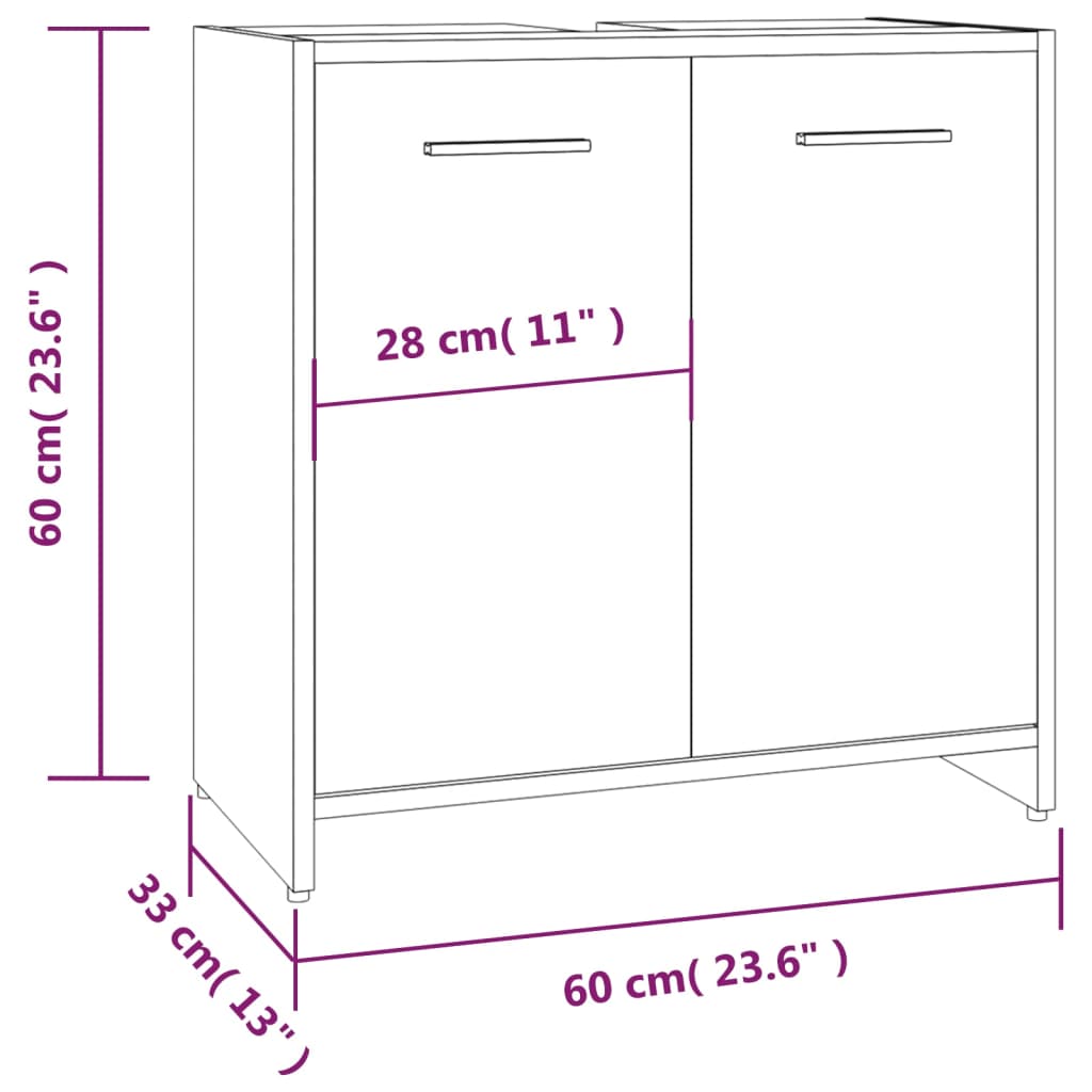 Baderomsskap røkt eik 60x33x60 cm konstruert tre