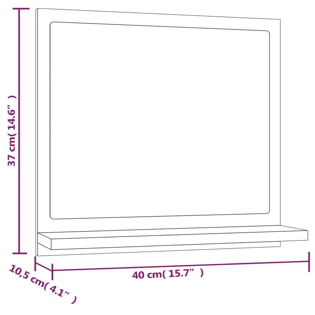 Baderomsspeil røkt eik 40x10,5x37 cm konstruert tre