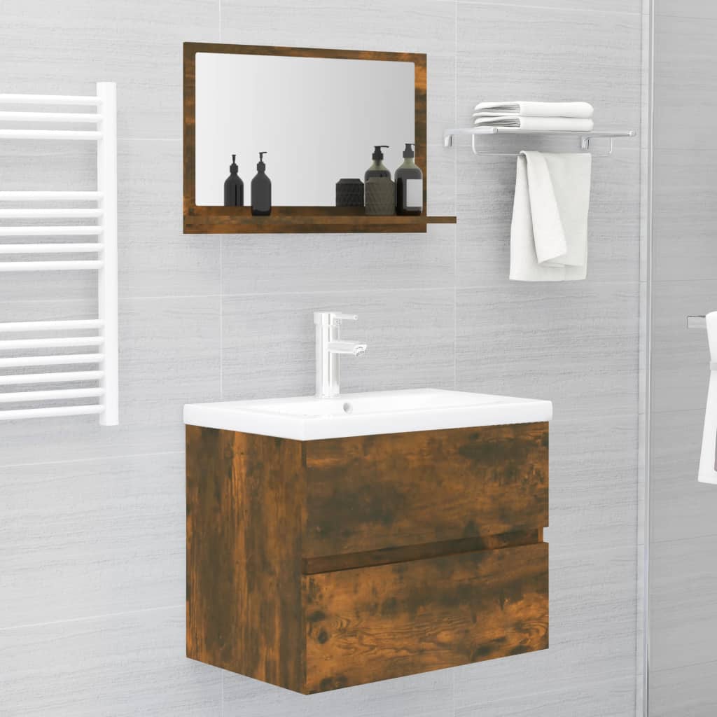 Baderomsspeil røkt eik 60x10,5x37 cm konstruert tre