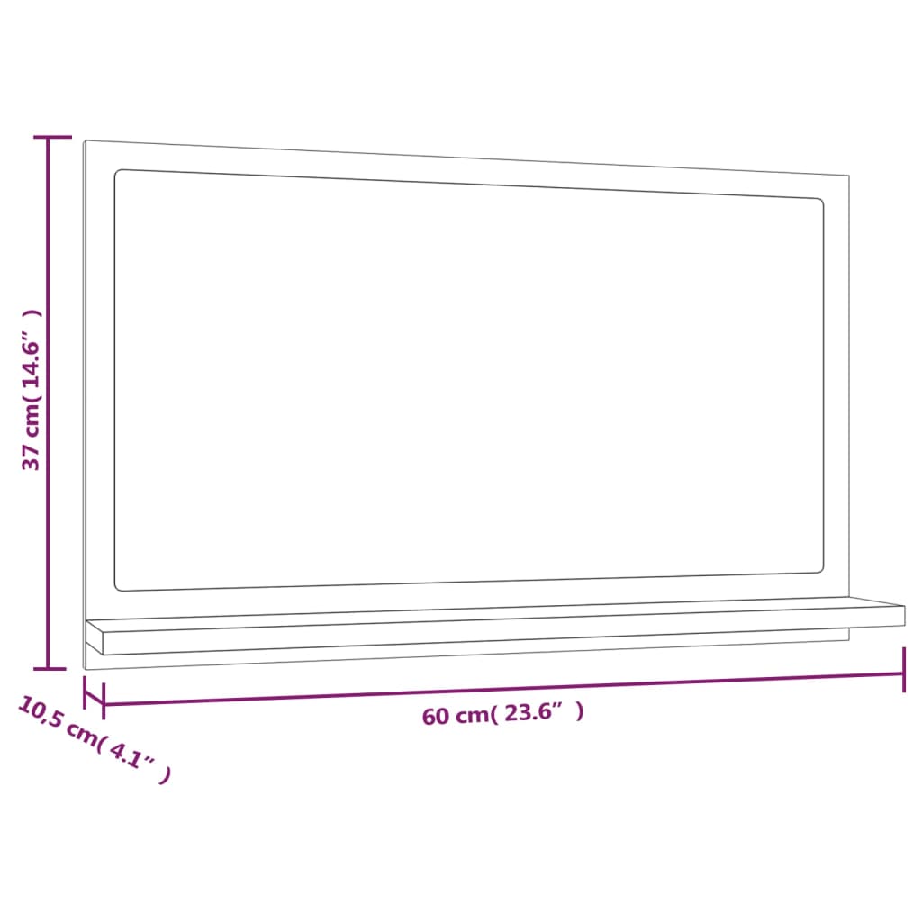 Baderomsspeil røkt eik 60x10,5x37 cm konstruert tre