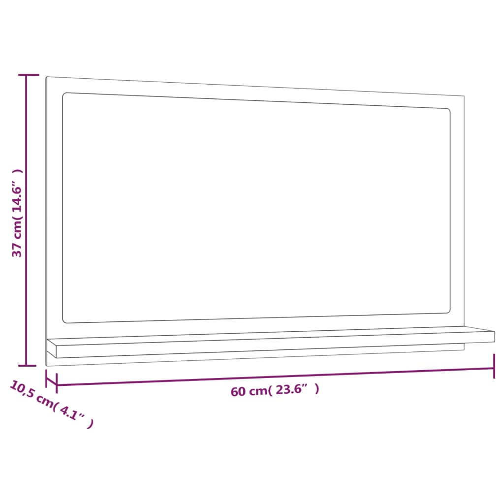 Baderomsspeil brun eik 60x10,5x37 cm konstruert tre