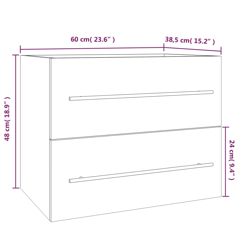 Servantskap røkt eik 60x38,5x48 cm konstruert tre