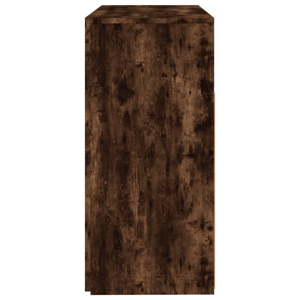 Skjenk med LED-lys røkt eik 80x35x75 cm