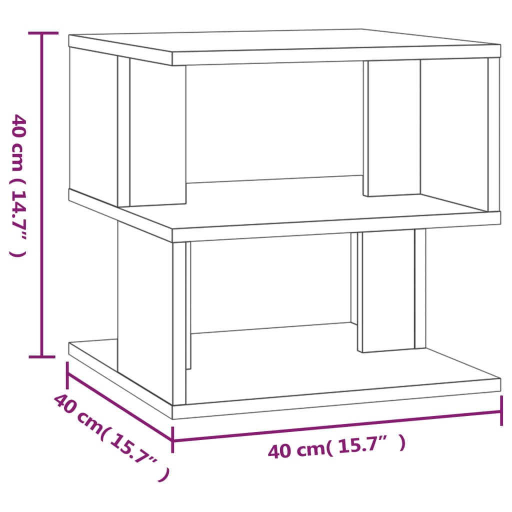 Sidebord grå sonoma 40x40x40 cm konstruert tre