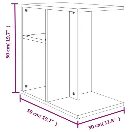 Sidebord brun eik 50x30x50 cm konstruert tre