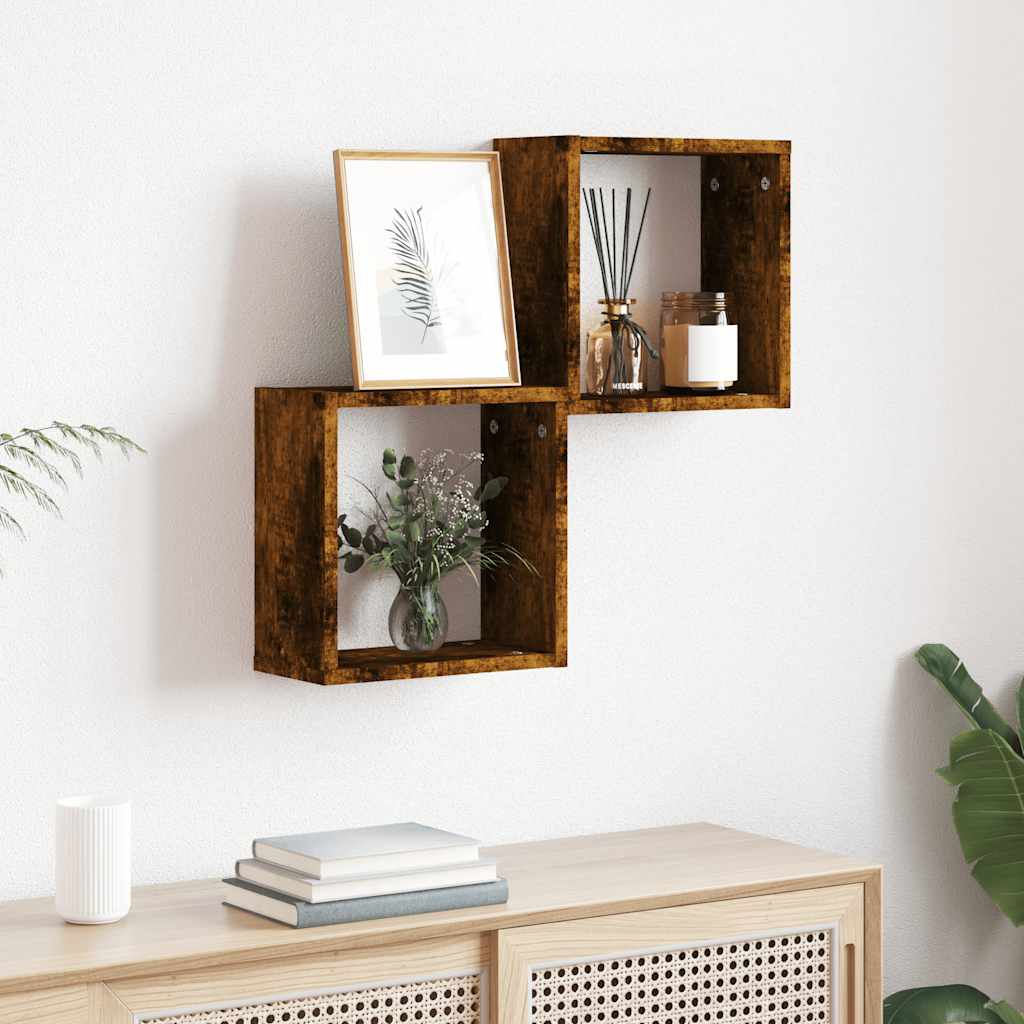 Vegghyller kubeformet 2 stk røkt eik 30x15x30 cm