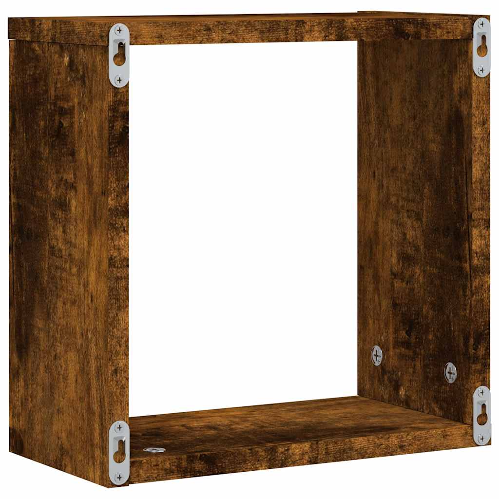 Vegghyller kubeformet 6 stk røkt eik 30x15x30 cm