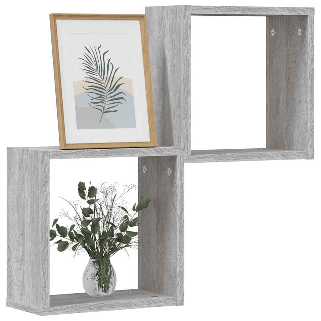 Vegghyller kubeformet 2 stk grå sonoma 30x15x30 cm