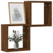 Vegghyller kubeformet 2 stk brun eik 30x15x30 cm