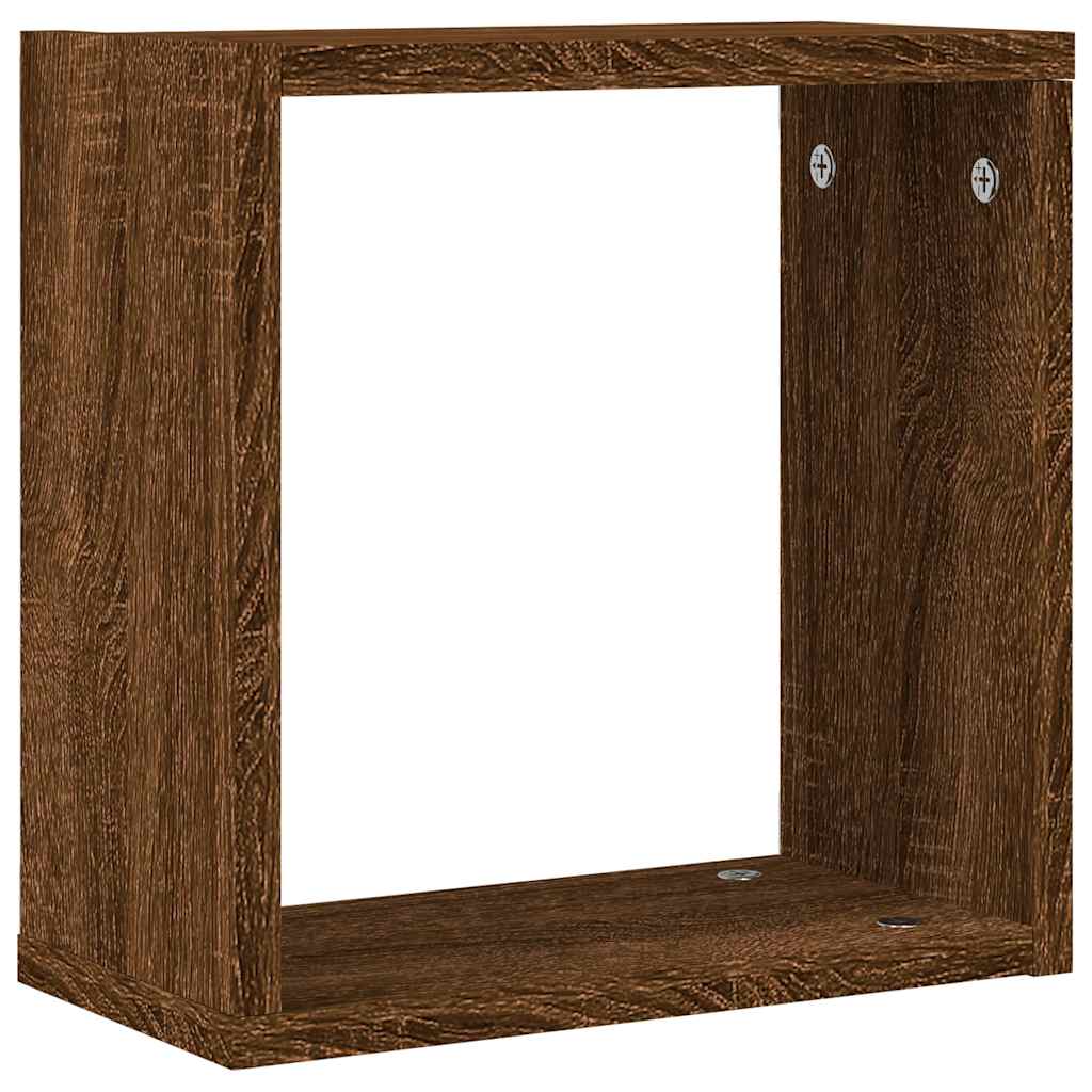 Vegghyller kubeformet 4 stk brun eik 30x15x30 cm