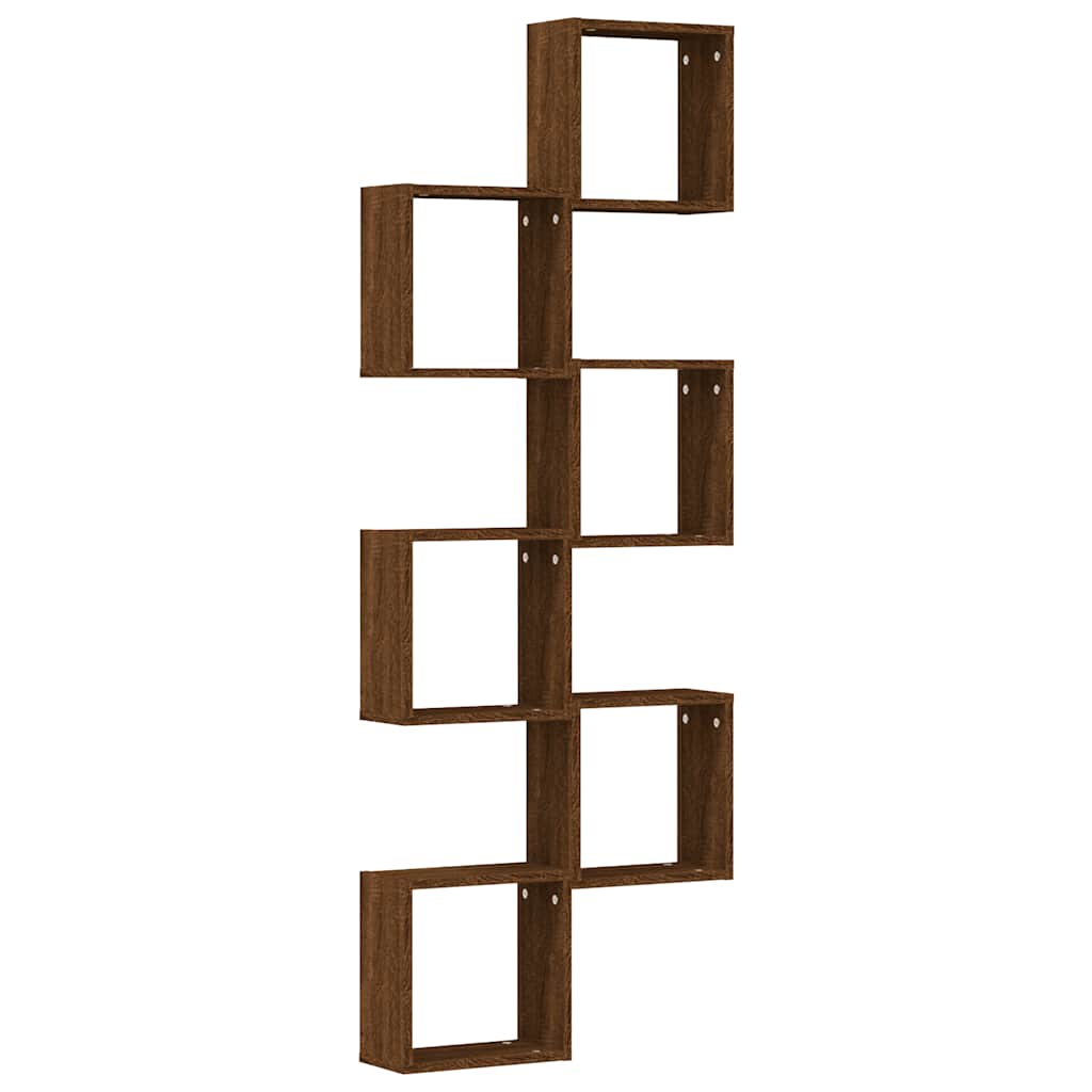 Vegghyller kubeformet 6 stk brun eik 30x15x30 cm
