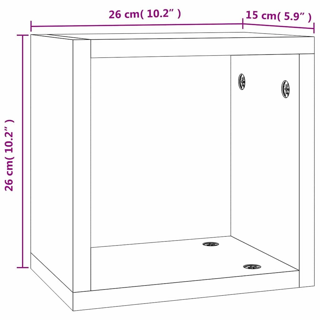 Vegghyller 2 pcs Grå Sonoma 26 x 15 x 26 cm Konstruert tre
