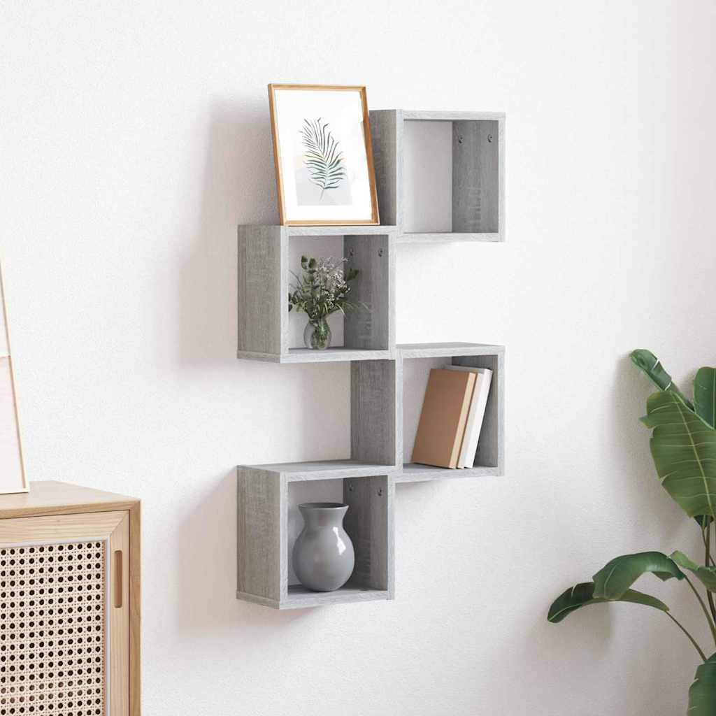 Vegghyller 4 pcs Grå Sonoma 26 x 15 x 26 cm Konstruert tre