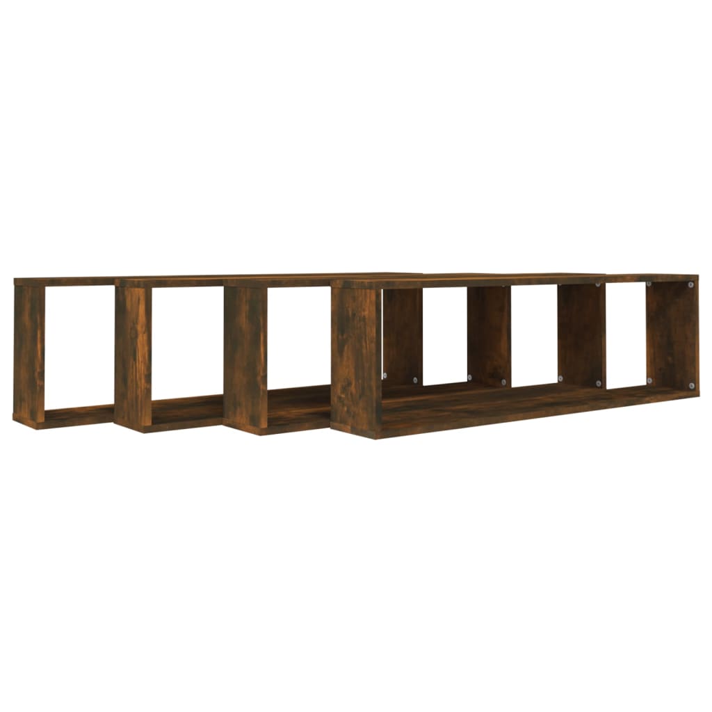 Vegghyller kube 4 stk røkt eik 100x15x30 cm konstruert tre