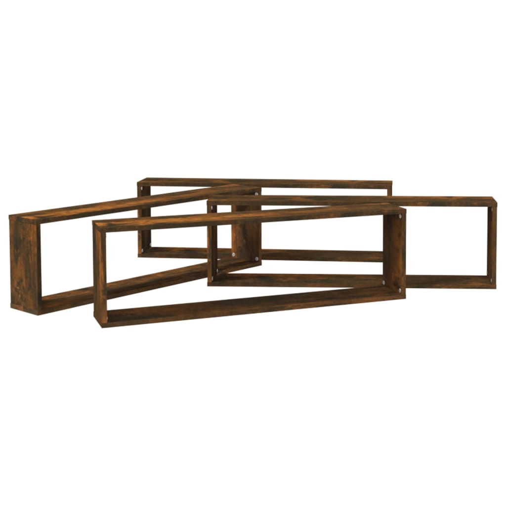 Vegghyller kube 4 stk røkt eik 100x15x30 cm konstruert tre