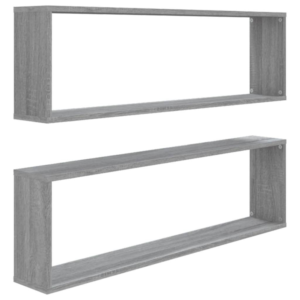Vegghyller kube 2 stk grå sonoma 100x15x30 cm konstruert tre vidaXL