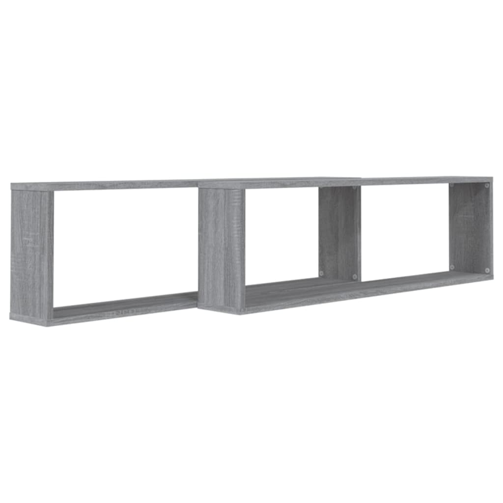 Vegghyller kube 2 stk grå sonoma 100x15x30 cm konstruert tre vidaXL