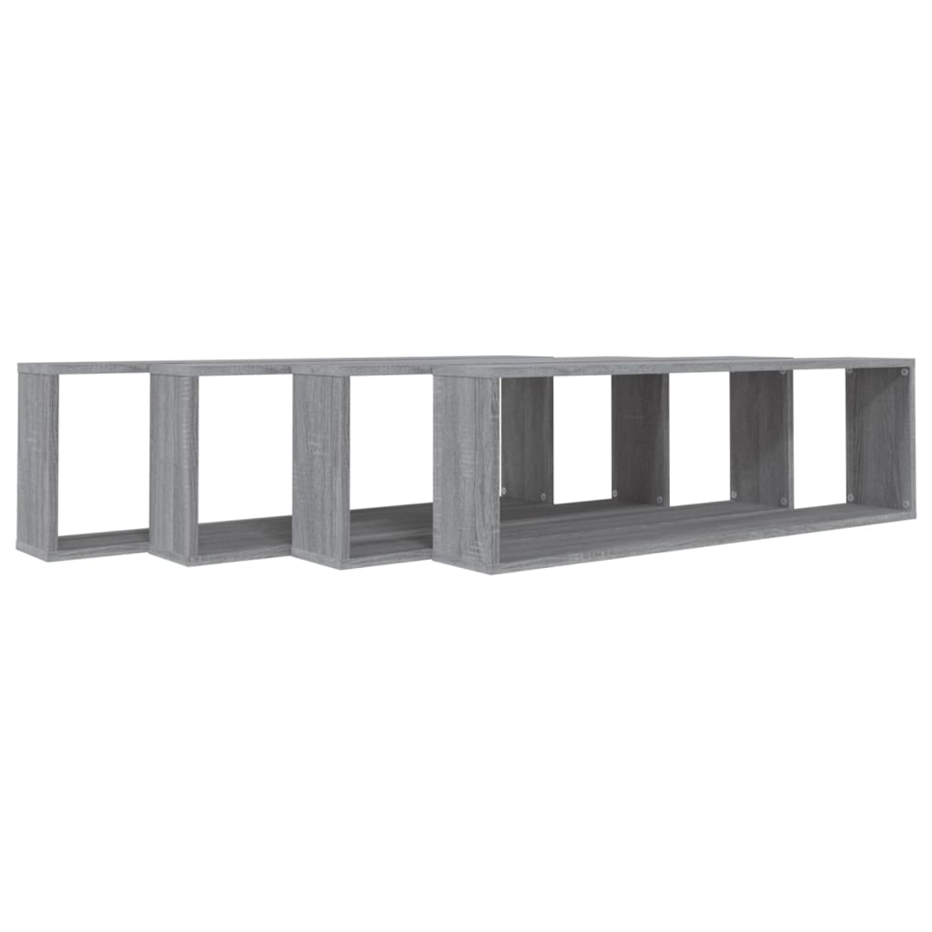 Vegghyller kube 4 stk grå sonoma 100x15x30 cm konstruert tre