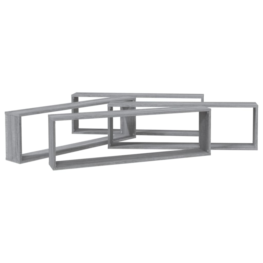 Vegghyller kube 4 stk grå sonoma 100x15x30 cm konstruert tre