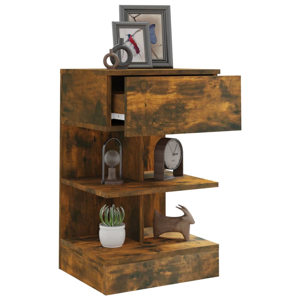 Nattbord 2 stk røkt eik 40x35x65 cm konstruert tre