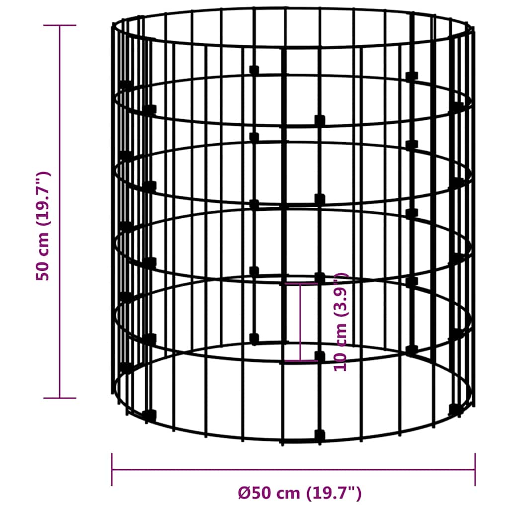 Sirkulær gabion stolpe galvanisert stål Ø50x50 cm