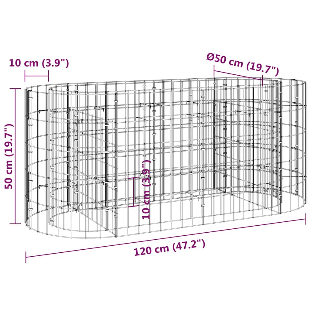 Gabion høybed galvanisert jern 120x50x50 cm vidaXL